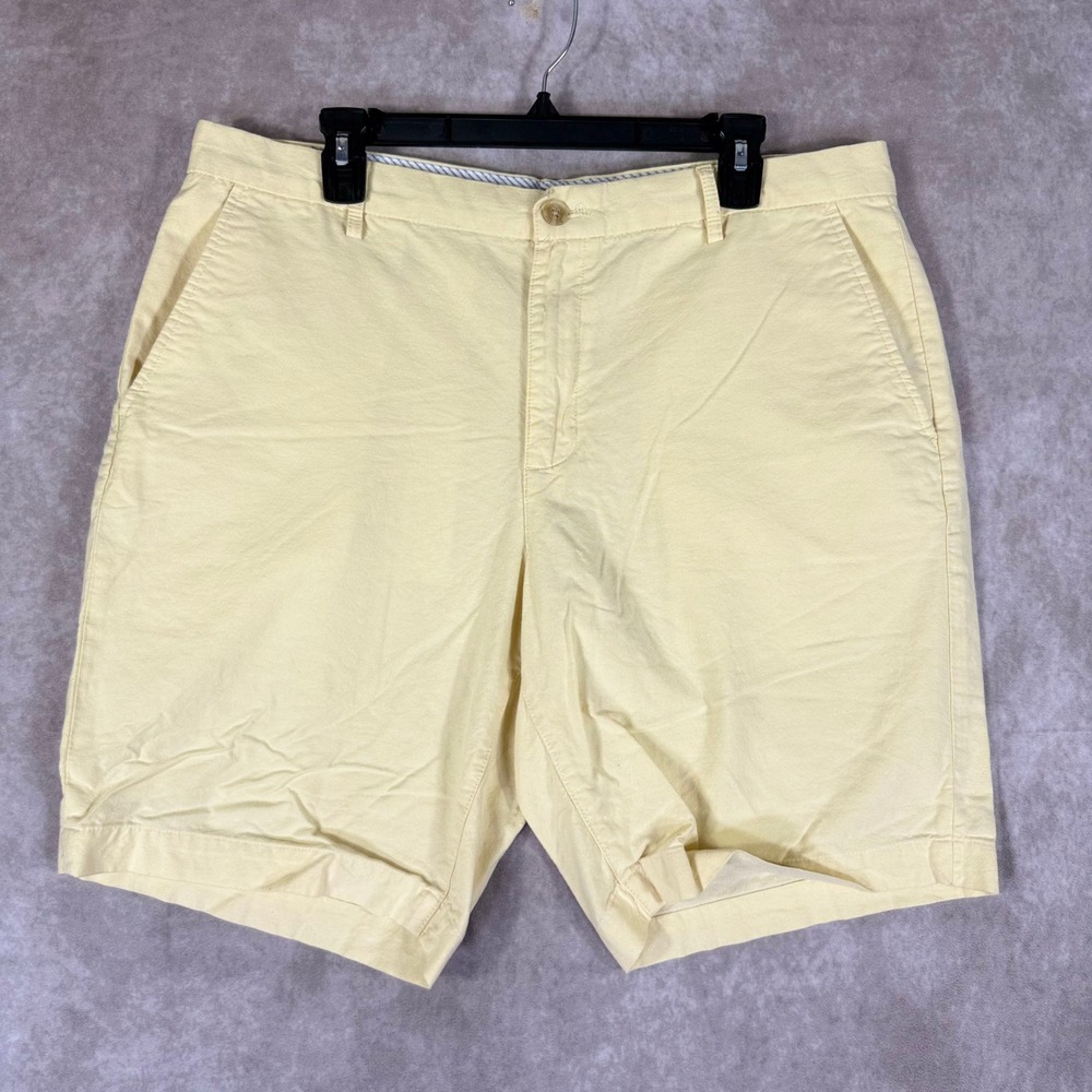 Chaps Chino Shorts Mens 36 Yellow Stretch Cotton Flat Front Casual Summer Golf